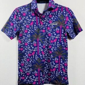 Greyson Golf Palma Polo Shirt Youth Large Pelican Palm Trees Athleisure EUC